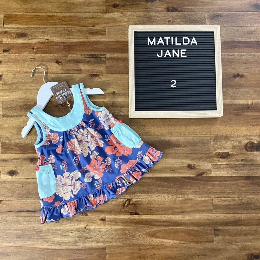 NWT Matilda Jane Let's Go Together No One Like You Sleeveless Blue Floral Tunic